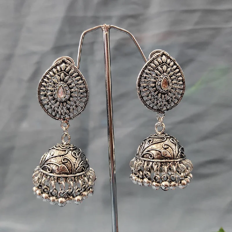 Layered Gold Earrings-Darshana Jewels Oxidised  Plated Jhumki Earrings