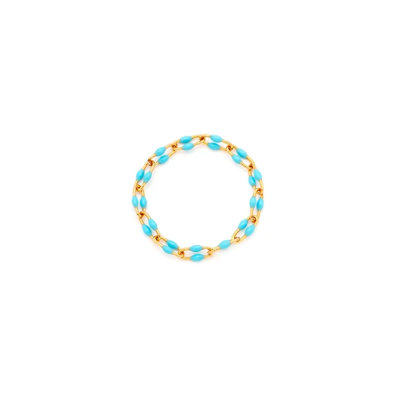 Luxury Diamond Rings-Candy Chain Ring | Turquoise U-Link & Goldfill