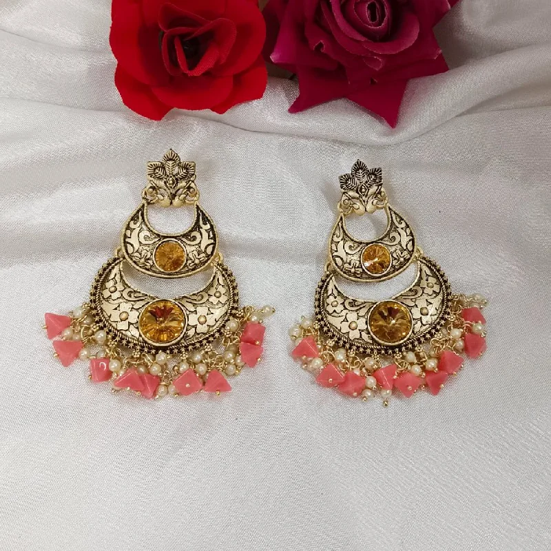 Cheap Fashion Earrings-Darshana Jewels Crystal Stone Gold Plated Dangler Earrings