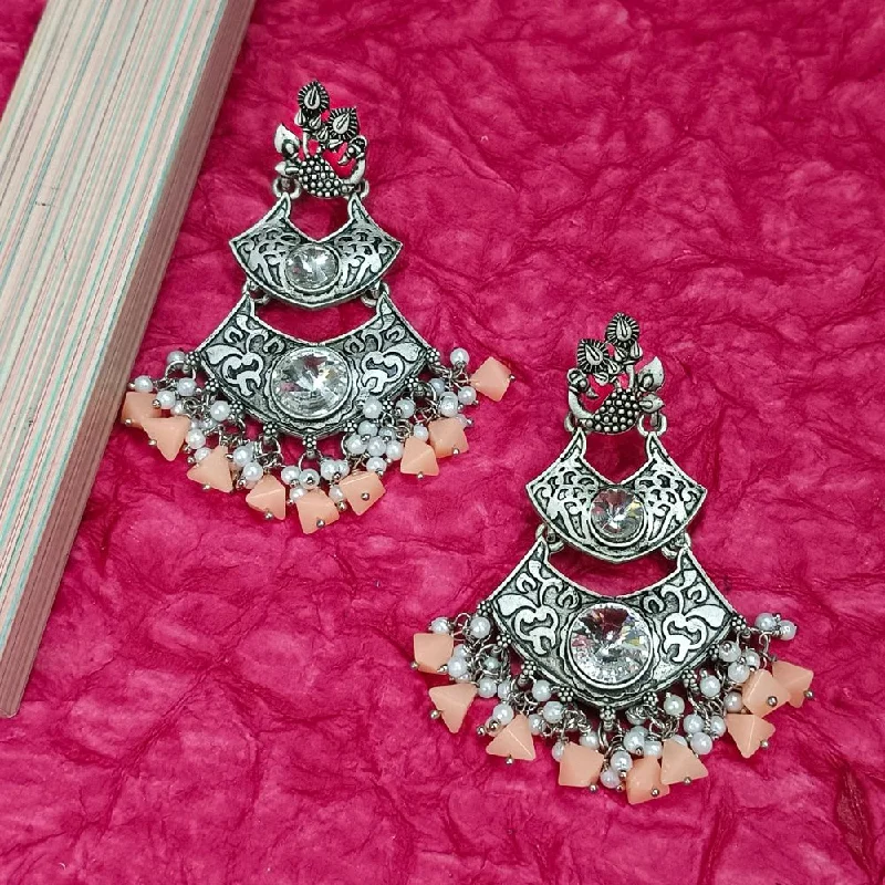 Eco-Conscious Earrings-Darshana Jewels Crystal Stone Silver Plated Dangler Earrings