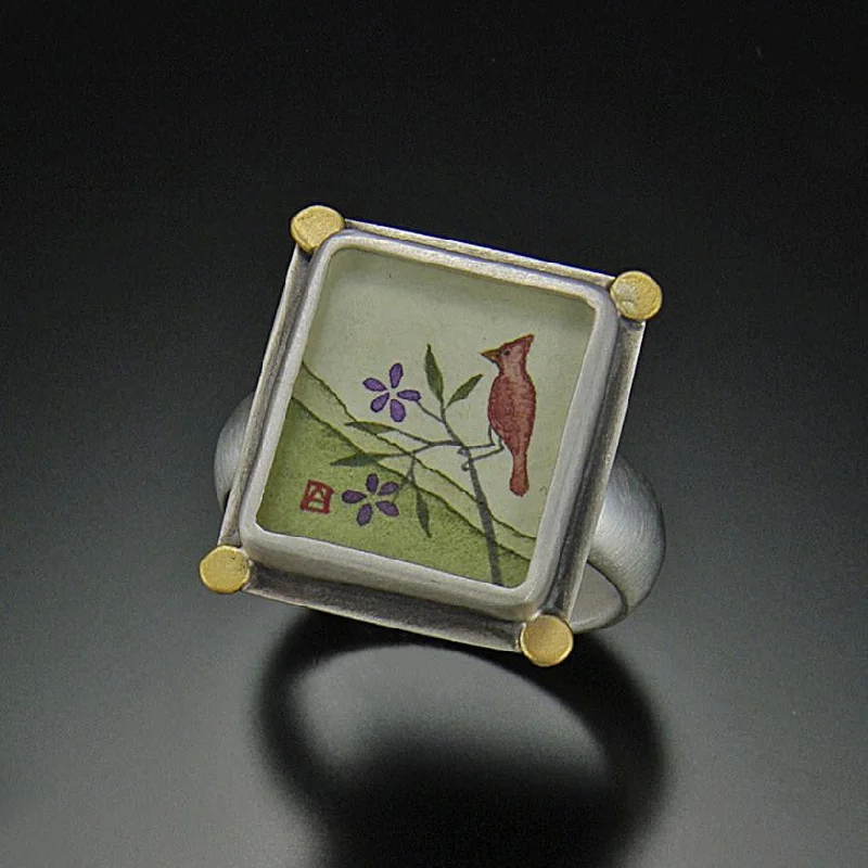 Colorful Gemstone Rings-Small Rectangle Cardinal Ring