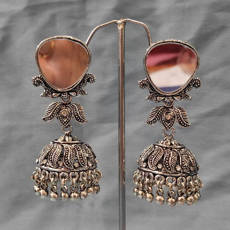 Chic Silver Stud Earrings-Darshana Jewels Oxidised  Plated Jhumki Earrings