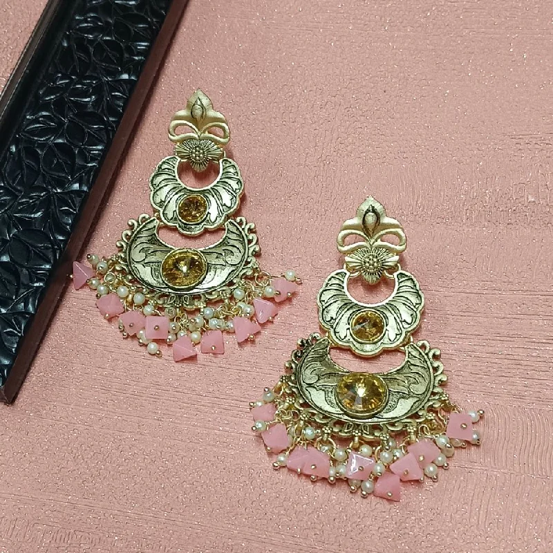 Unique Boho Earrings-Darshana Jewels Crystal Stone Gold Plated Dangler Earrings