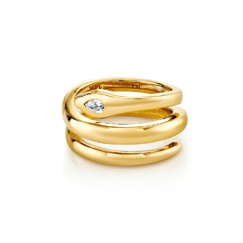 Luxury Gold Rings-Triple Coil Kundalini Ring