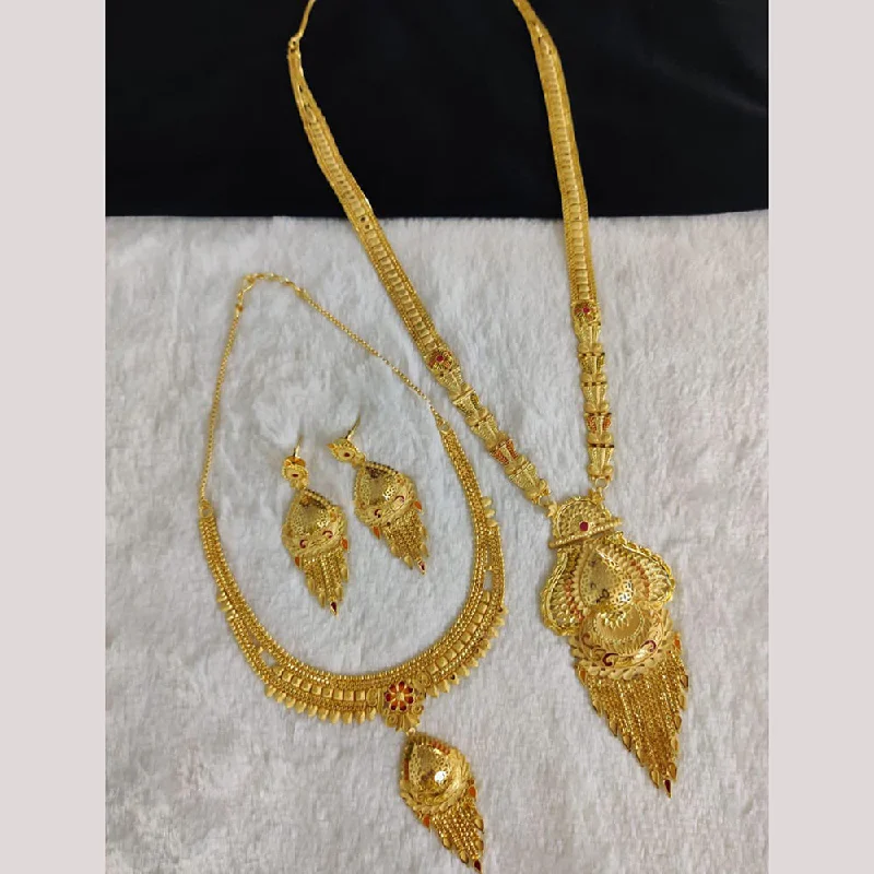 Gold and Diamond Necklaces-Pari Art Jewellery Forming Gold Double Necklace Set