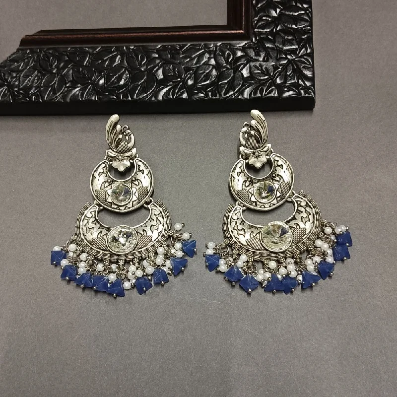 Unique Gold Earrings-Darshana Jewels Crystal Stone Silver Plated Dangler Earrings