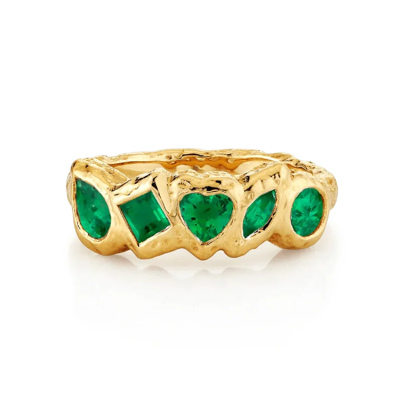 Silver and Diamond Rings-Harmony River Emerald Ring | Ready to Ship