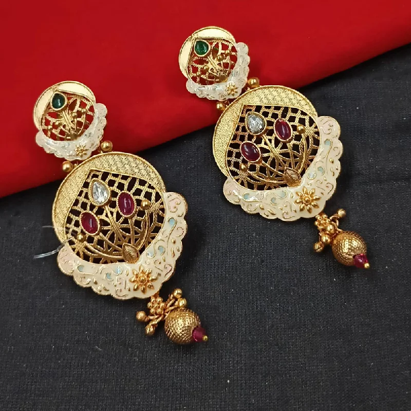 Large Hoop Earrings for Women-Padmawati Bangles Gold Plated Kundan Stone And Meenakari Dangler Earrings