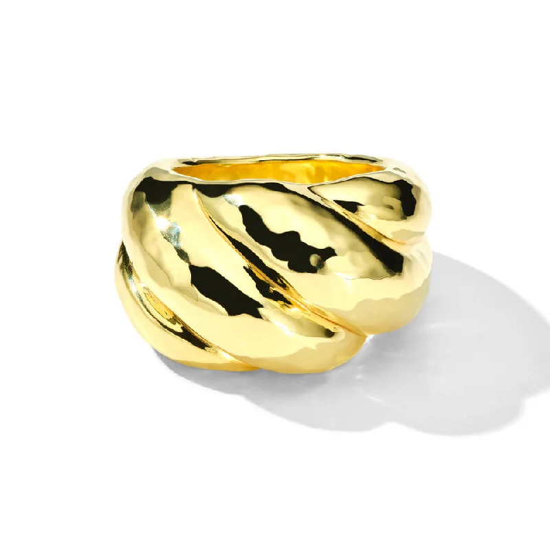 Gold Band Rings-18K Gold Curved Pastry Ring