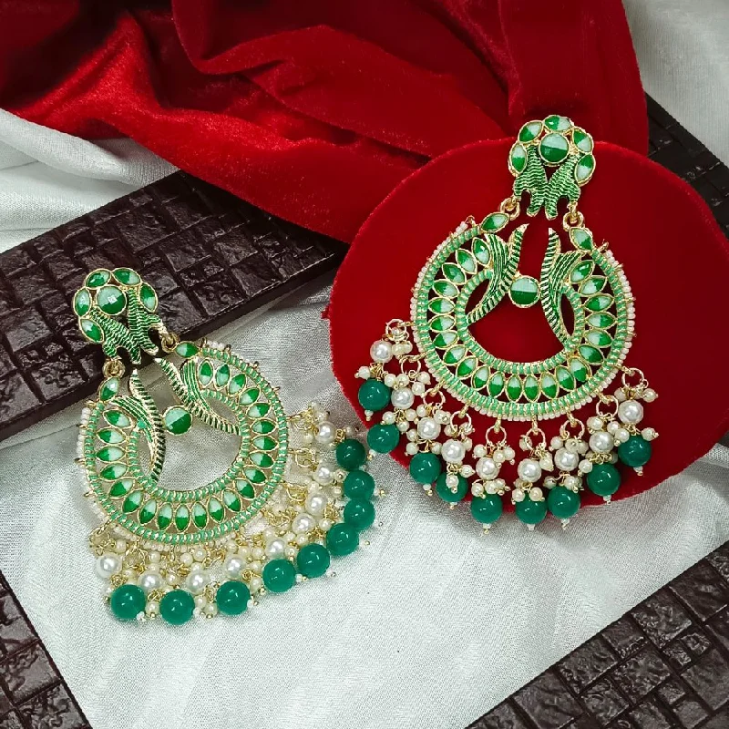 Personalized Birthstone Earrings-Darshana Jewels Meenaakri & Beads Gold Plated Dangler Earrings