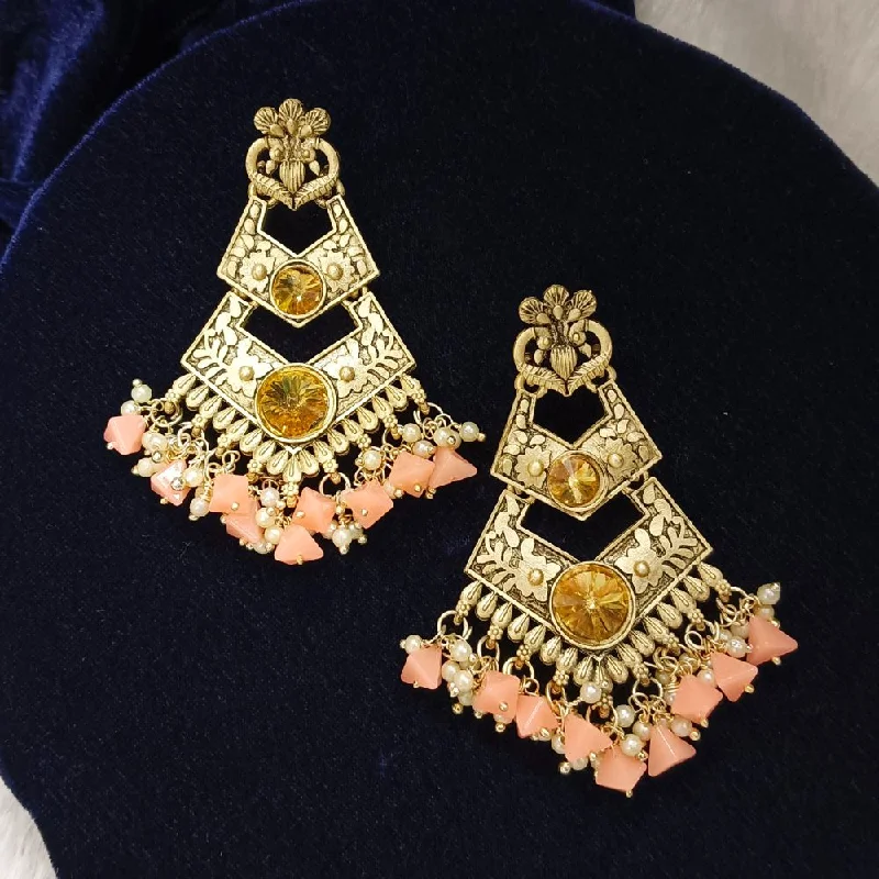 Luxury Hoop Earrings-Darshana Jewels Crystal Stone Gold Plated Dangler Earrings