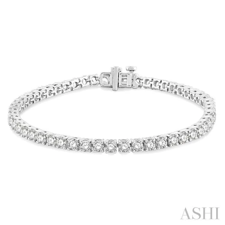 Simple Beaded Bracelets-6 Ctw Round Cut Diamond Tennis Bracelet in 14K White Gold