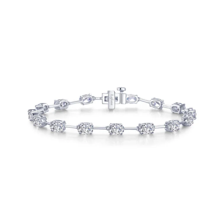 Diamond Tennis Bracelets-Oval Station Bracelet