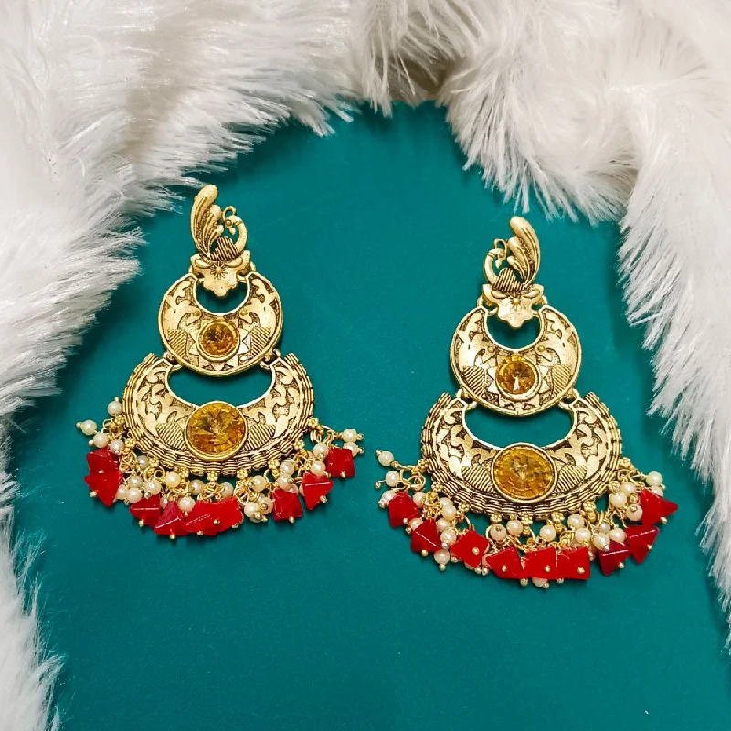 Light Crystal Earrings-Darshana Jewels Crystal Stone Gold Plated Dangler Earrings