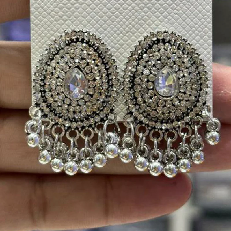 Elegant Crystal Earrings-Manisha Jewellery Oxidised Plated Austrian Stone And Ghungroo Dangler Earrings