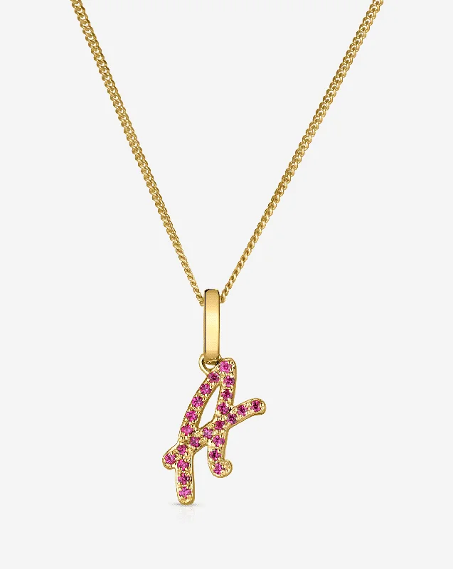 Affordable Necklaces for Women-Gemstone Script Initial Necklace