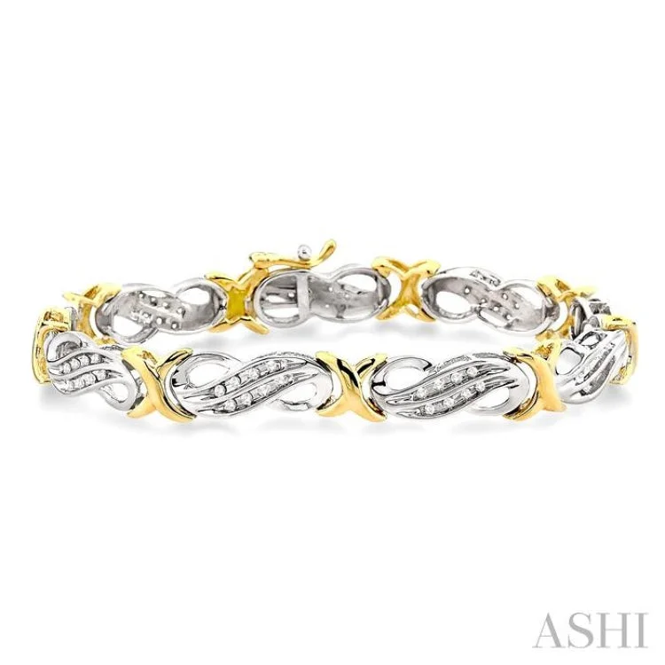 Beautiful Gold Charm Bracelets-1/2 Ctw Single Cut Diamond Fancy Bracelet in 10K white and yellow Gold