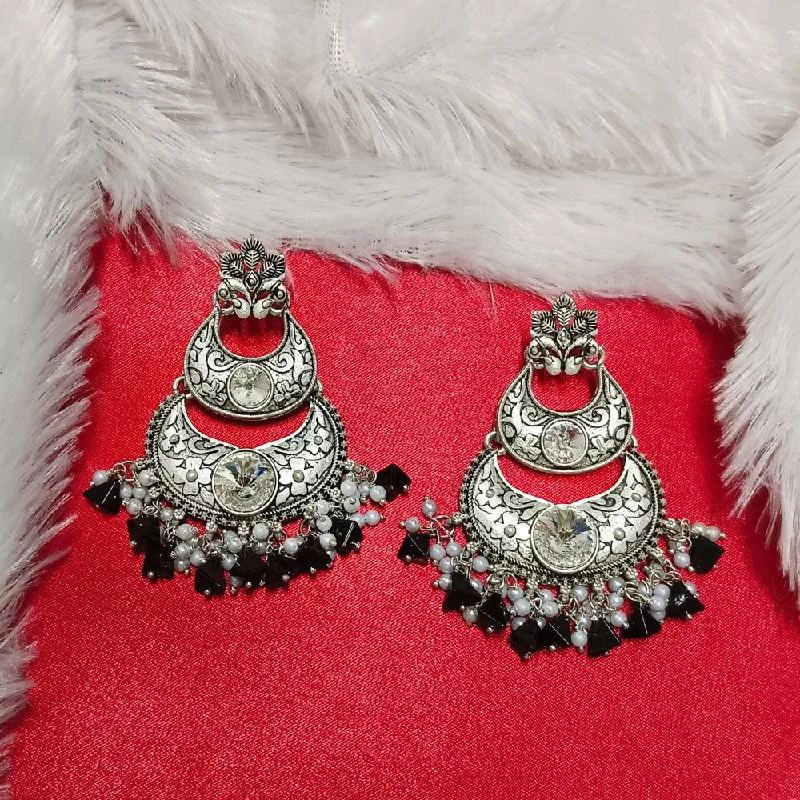 Cute Flower Earrings-Darshana Jewels Crystal Stone Silver Plated Dangler Earrings