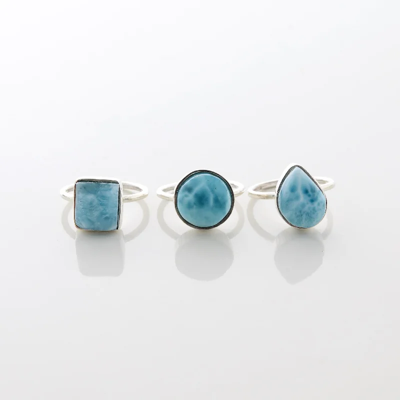 Personalized Name Rings-Larimar Ring Trio Evie