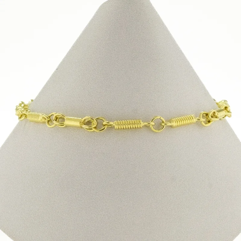 Silver Wedding Bracelets-Fancy Fashion Link Bracelet 8" in 18K Yellow Gold