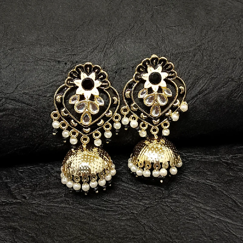 Oval Gemstone Earrings-Darshana Jewels Gold Plated Meenakari Jhumki Earrings