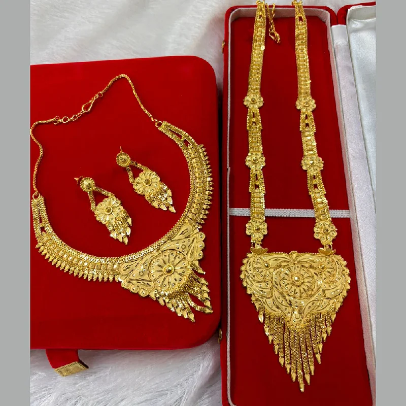 Sparkling Swarovski Necklaces-Pari Art Jewellery Forming Gold Double Necklace Set