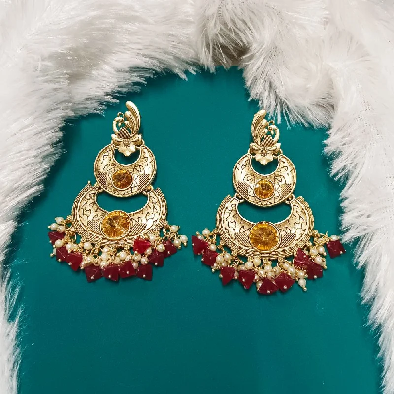 Handcrafted Hoop Earrings-Darshana Jewels Crystal Stone Gold Plated Dangler Earrings