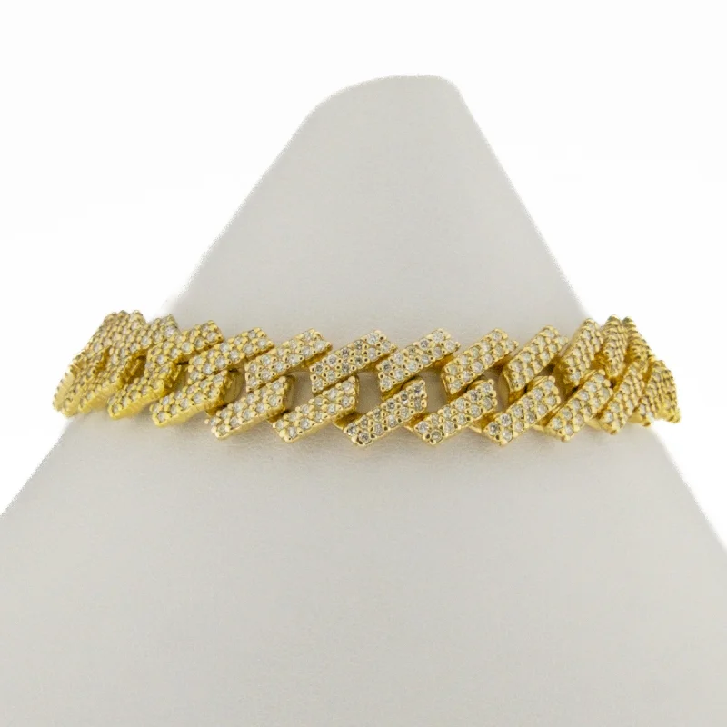 Personalized Silver Bracelets-4.00ctw Multi Diamond 7" Curb Bracelet in 14K Yellow Gold