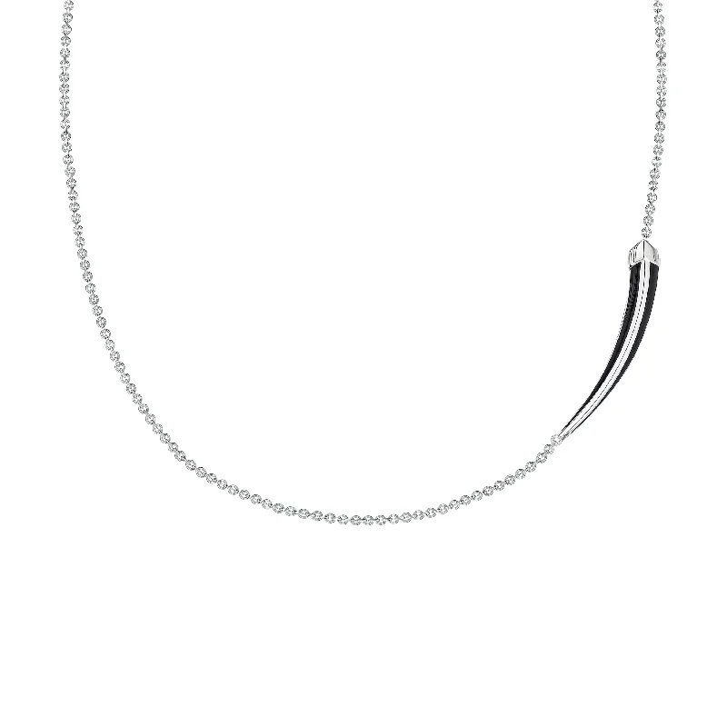 Romantic Necklaces for Couples-Sabre Deco Small Necklace - Silver & Black Ceramic