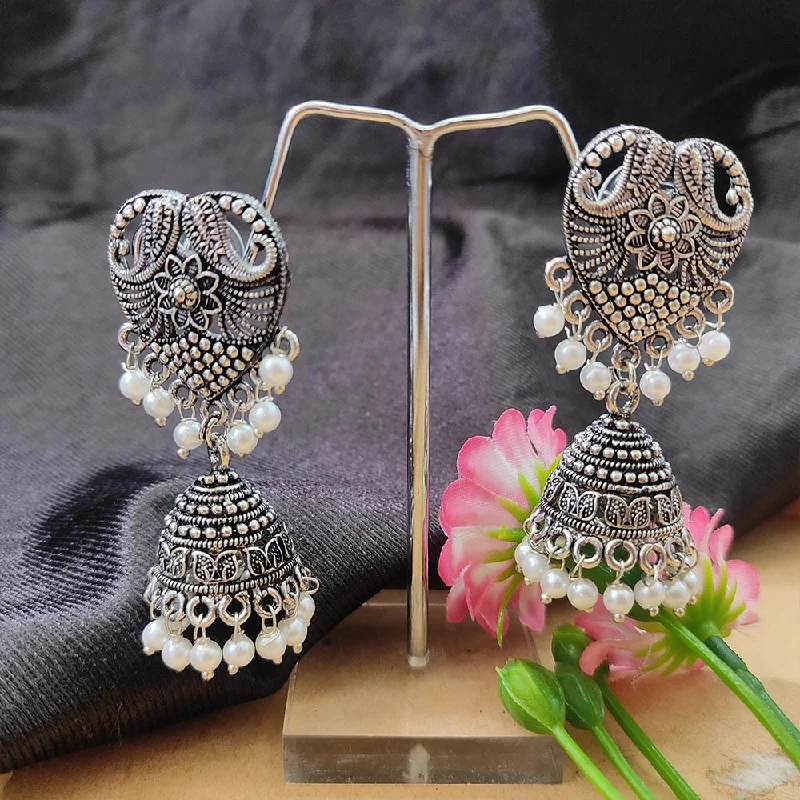 Artisanal Earrings for Sale-Darshana Jewels Oxidised  Plated Jhumki Earrings