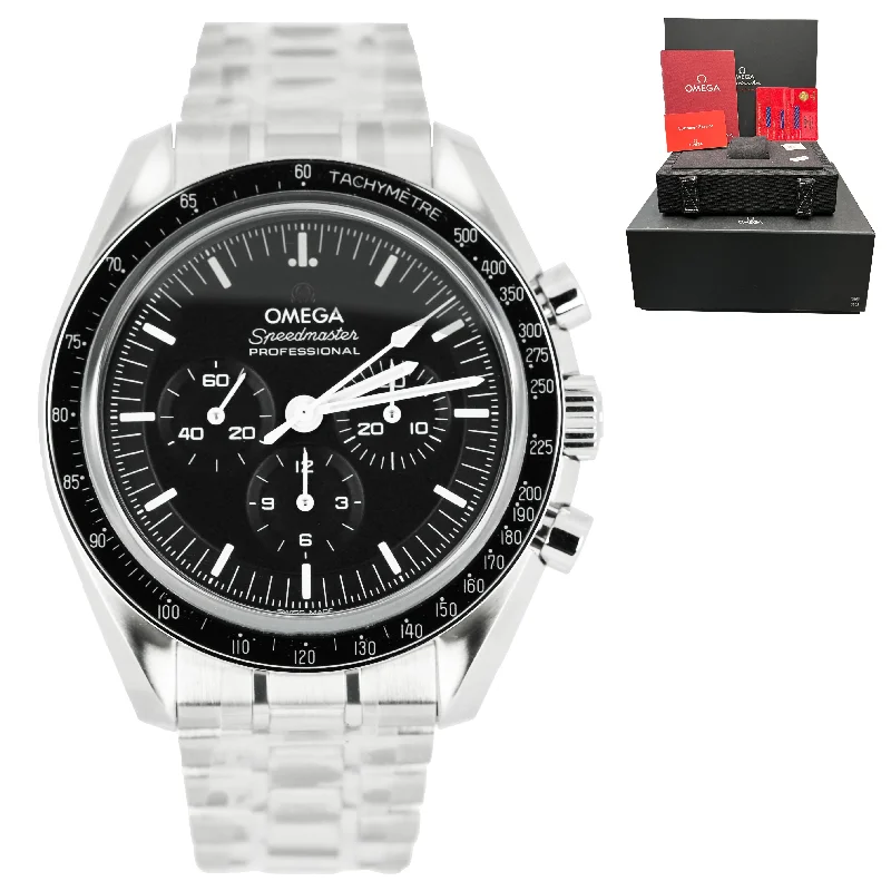 Watches with Classic Leather Bands-2021 NEW Omega Speedmaster 310.30.42.50.01.002 SAPPHIRE SANDWICH 42mm Watch B&P