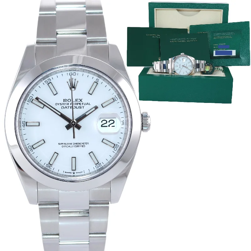 Men’s Casual Digital Watches-2021 NEW PAPERS Rolex DateJust 41 Steel 126300 White 41mm Watch Box