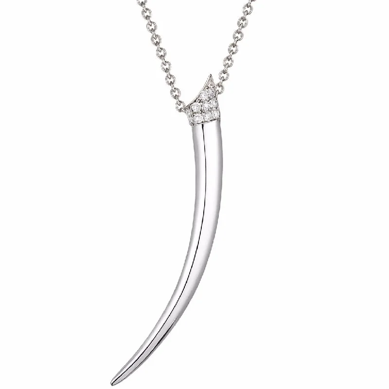 Stylish Gold Chokers-Sabre Pendant - Silver & Diamond Pavé