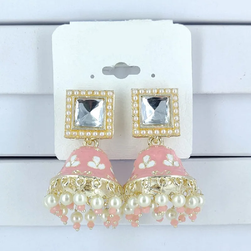 Vintage Silver Earrings-Corbeda Fashion Gold Plated Meenakari Jhumki Earrings