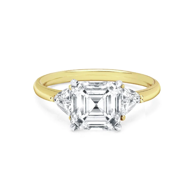 Custom Wedding Rings with Names-Asscher Cut Diamond Setting with Side Trillion Diamonds