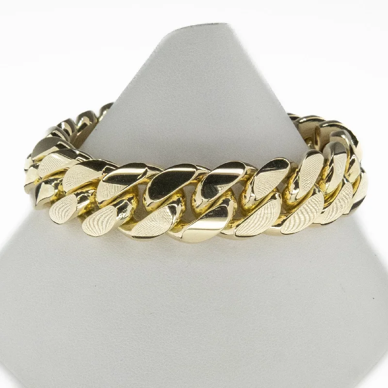 Customizable Cuff Bangles-8.5" Solid Cuban Link Bracelet in 10K Yellow Gold - 155.3 grams