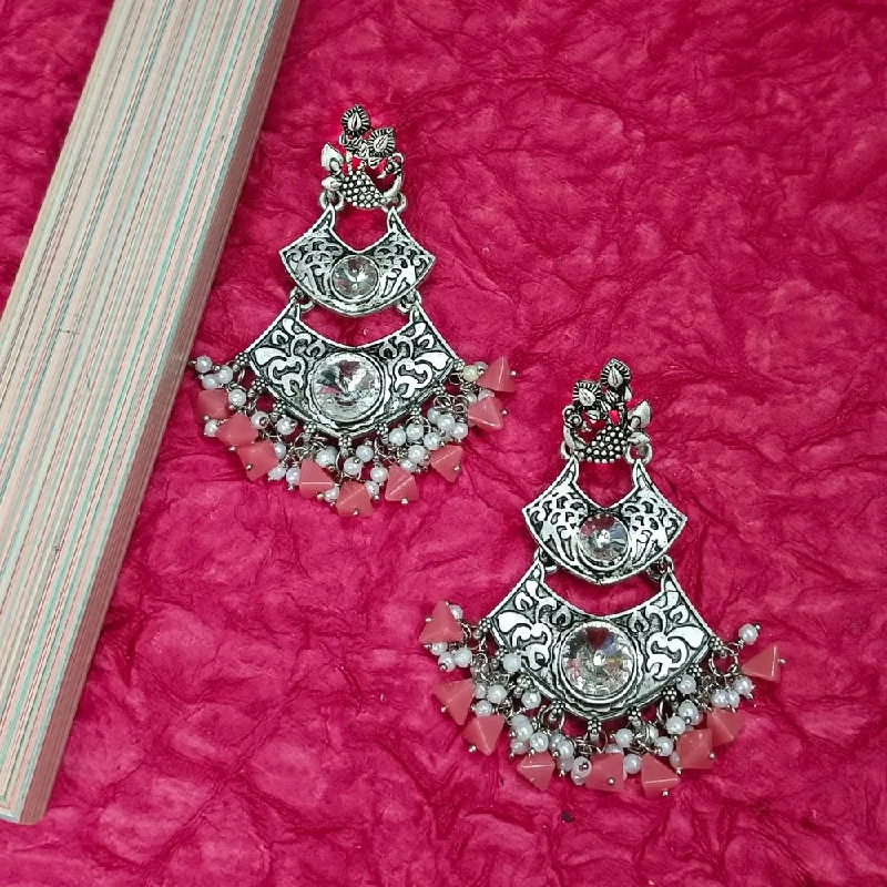 Trendy Rose Gold Earrings-Darshana Jewels Crystal Stone Silver Plated Dangler Earrings