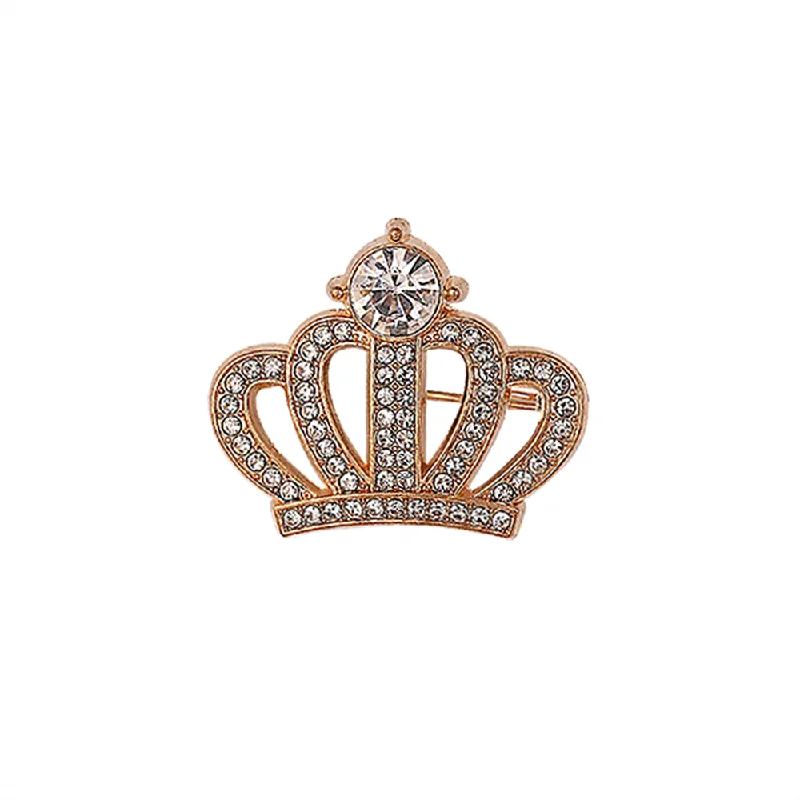 Colorful Beaded Brooch for Women-Attractive Premium Golden Diamond Crown Brooch