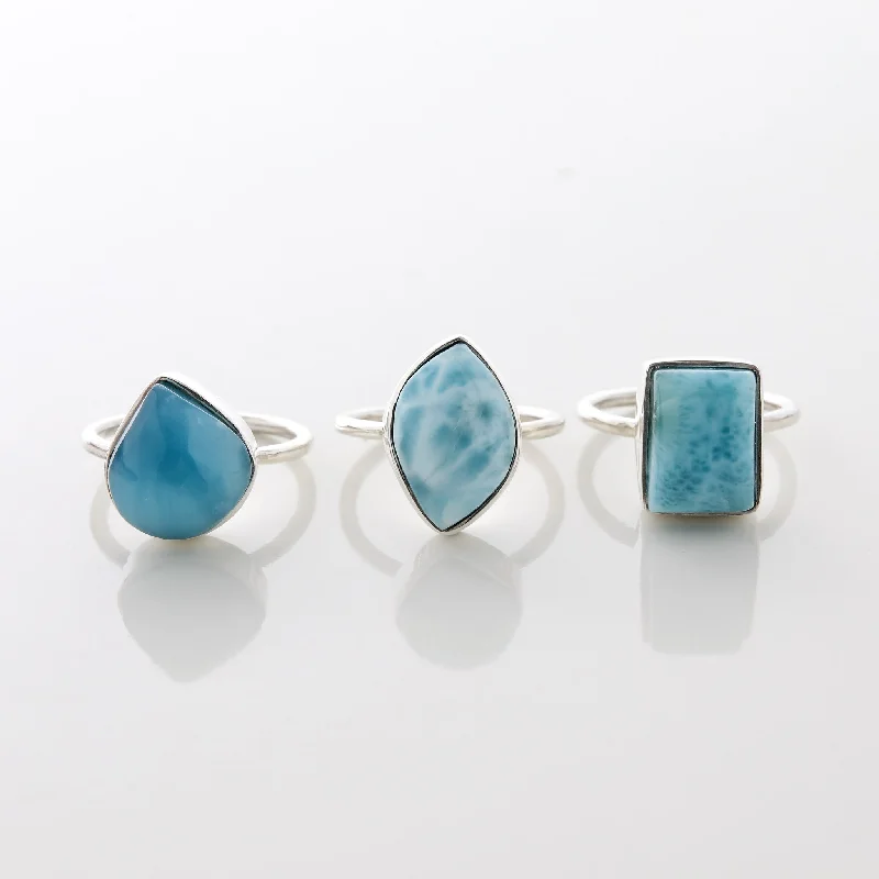 Luxury Gold Wedding Bands-Larimar Ring Trio Talise