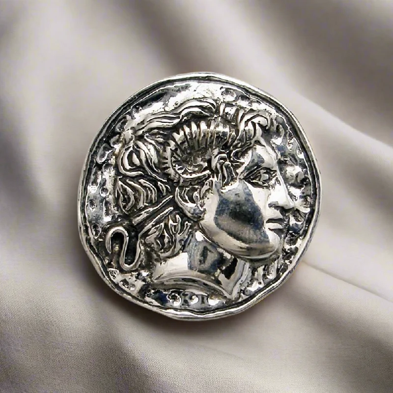 Rose Gold Brooch-Lysimachus, Alexander the Great Brooch in Sterling Silver (K-84)