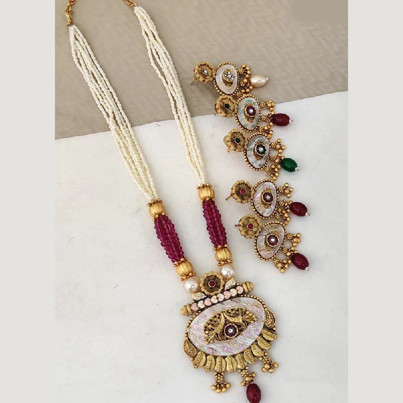 Fashionable Charm Necklaces-Rani Sati Jewels Gold Plated Necklace Set