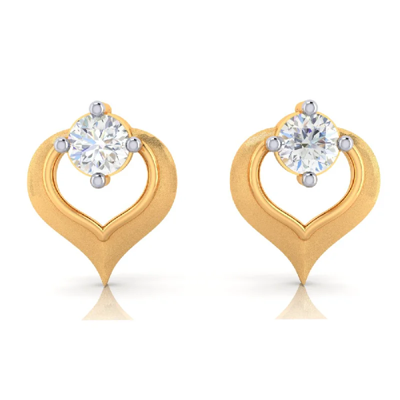 Geometric Earrings-18k Heart Shape Gold Diamond Earrings