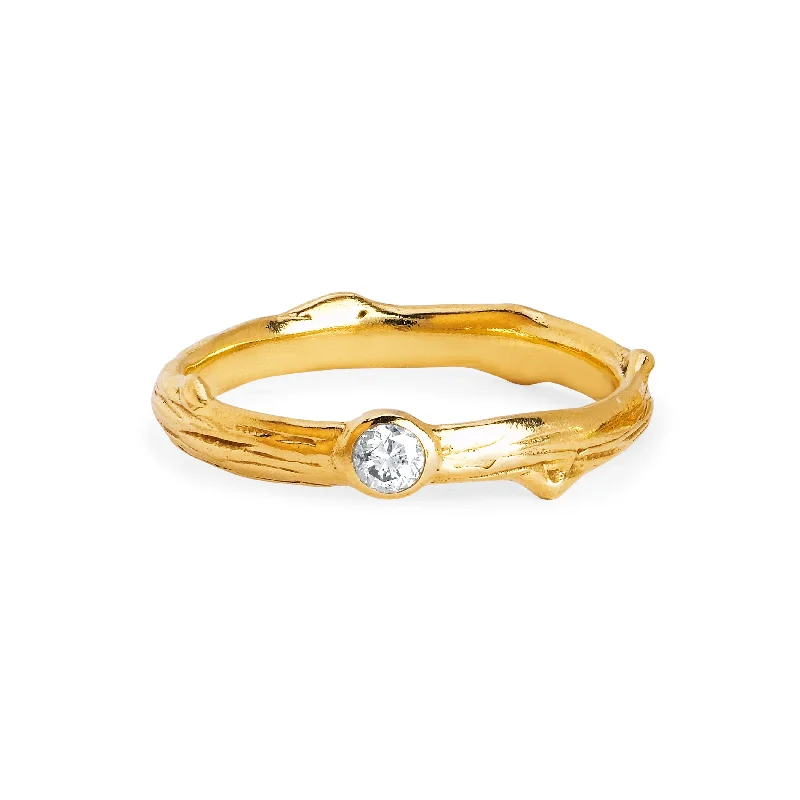 Rose Gold Diamond Rings-Rose Thorn Single Diamond Band