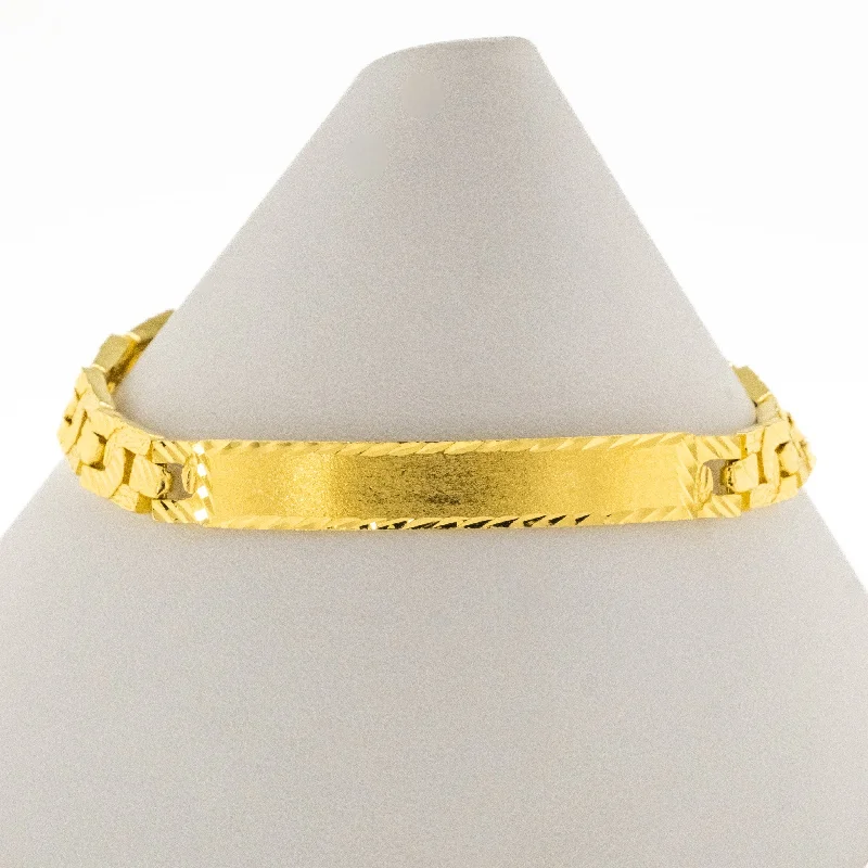 Elegant Stretch Bracelets-7mm Wide ID Bracelet 7.5" in 22K Yellow Gold