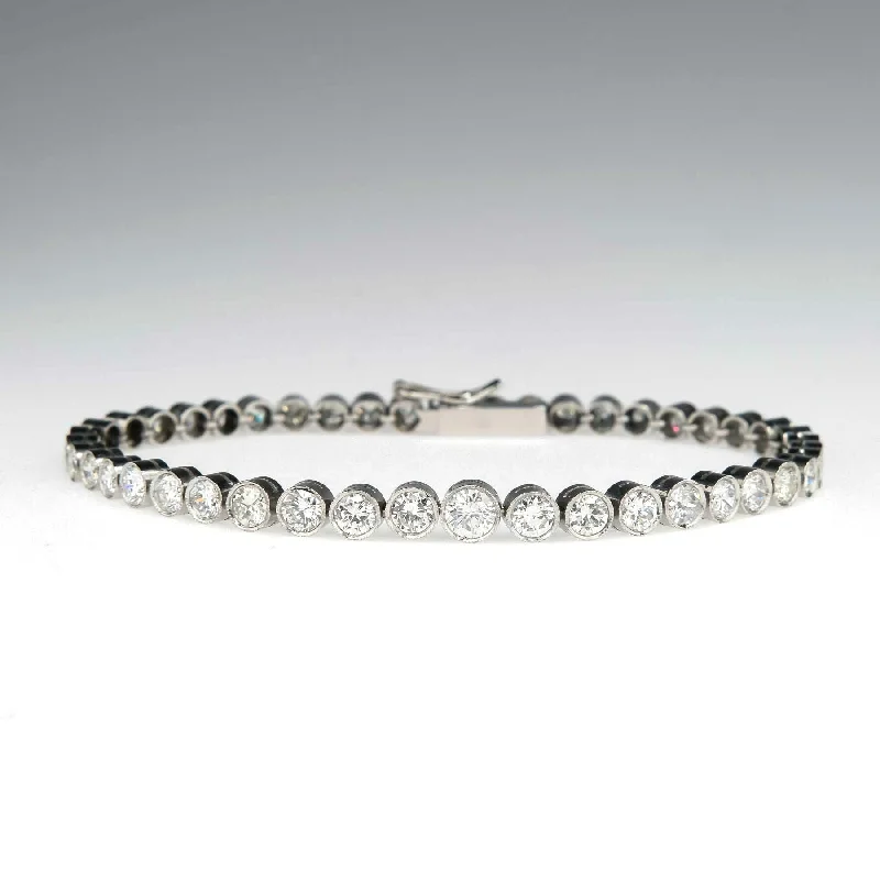 Stackable Silver Cuffs-7.00ctw Round Diamond 7" Tennis Bracelet in 14K White Gold