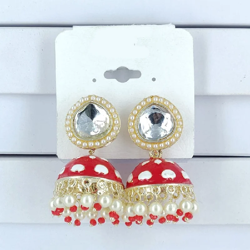 Fashionable Drop Earrings-Corbeda Fashion Gold Plated Meenakari Jhumki Earrings