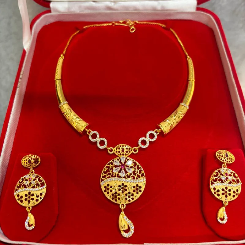 Classic Pearl Necklaces-Pari Art Jewellery Forming Gold Necklace Set