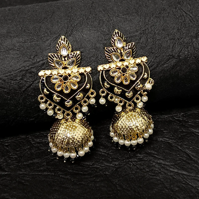 Abstract Earrings for Women-Darshana Jewels Gold Plated Meenakari Jhumki Earrings