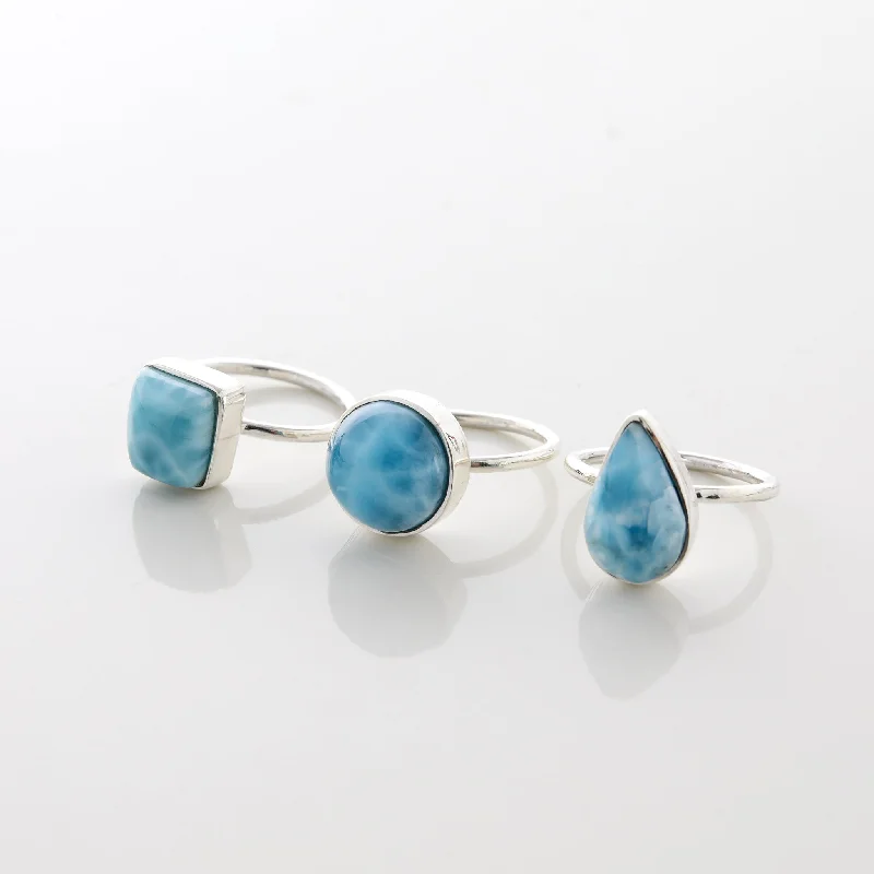 Bohemian Style Rings-Larimar Ring Trio Esme