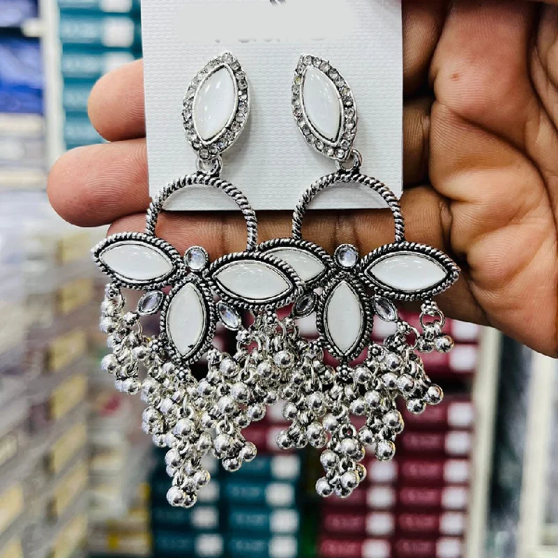 Custom Gemstone Earrings-Manisha Jewellery Oxidised Plated Kundan Stone  And Ghungroo Dangler Earrings